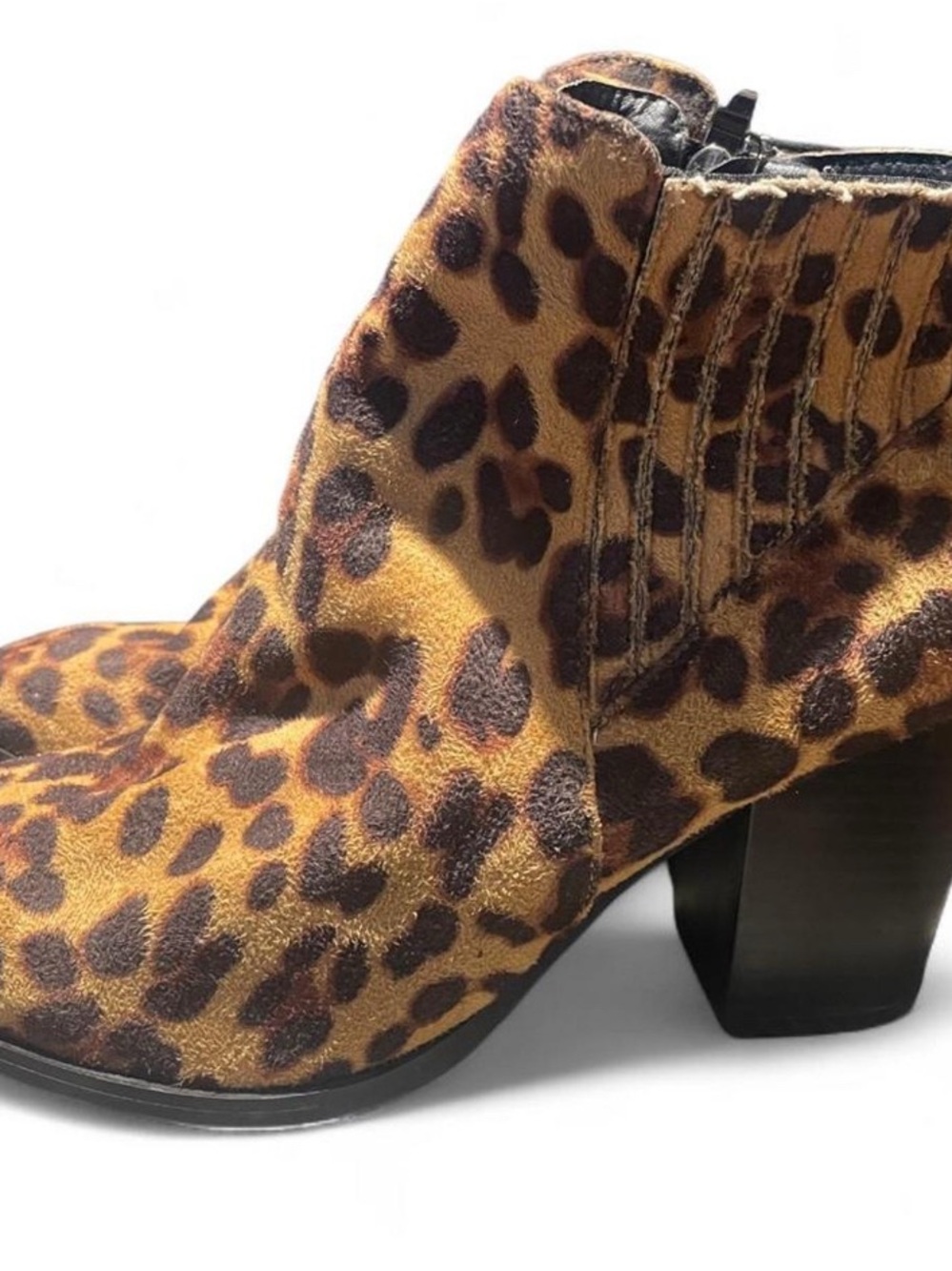 Leopard Print Ankle Booties - Brown